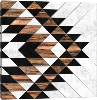 Urban Tribal Pattern No.9 - Aztec - Concrete and Wood Canvas Art Print - Global Patterns