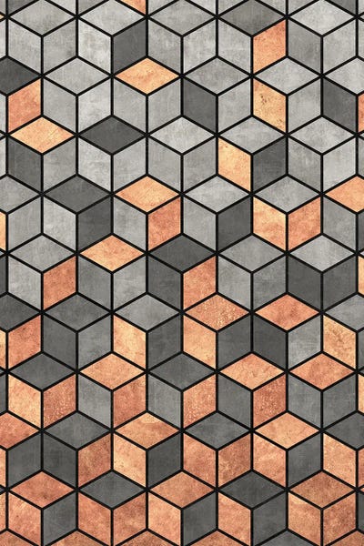 Concrete and Copper Cubes by Zoltan Ratko canvas print