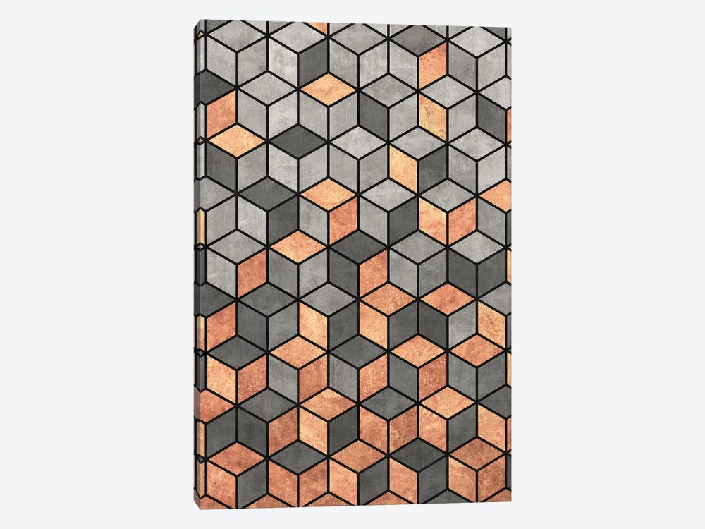 Concrete and Copper Cubes by Zoltan Ratko 1-piece Canvas Artwork
