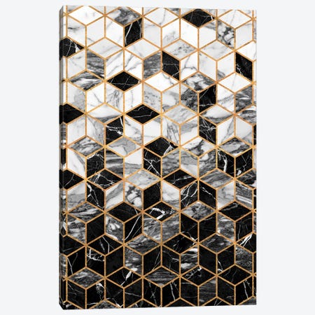 Marble Cubes - Black and White Canvas Print #ZRA39} by Zoltan Ratko Canvas Wall Art