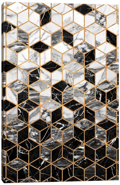 Marble Cubes - Black and White Canvas Art Print - Zoltan Ratko