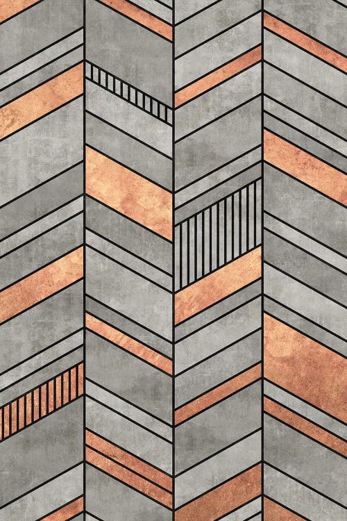 Abstract Chevron Pattern - Concrete and Copper