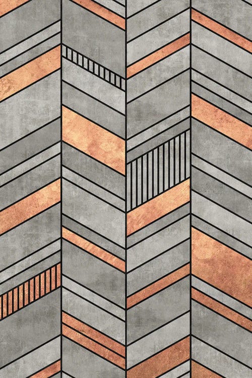 Abstract Chevron Pattern - Copper And Concrete