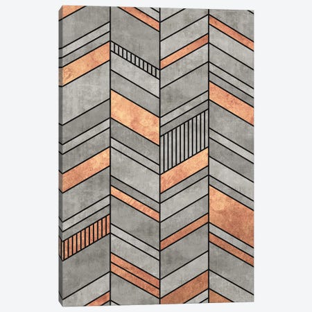 Abstract Chevron Pattern - Concrete and Copper Canvas Print #ZRA41} by Zoltan Ratko Canvas Print