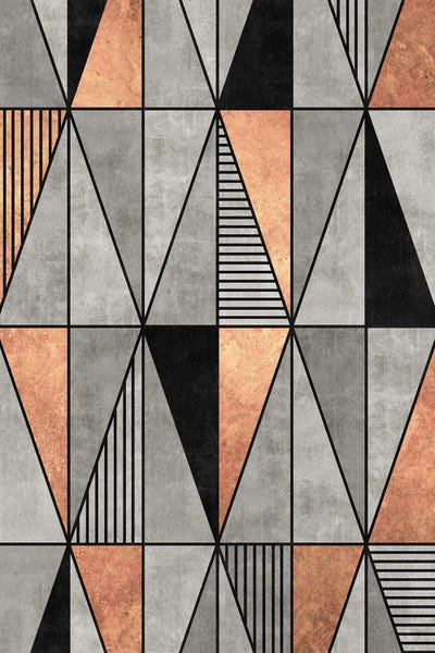 Concrete and Copper Triangles by Zoltan Ratko framed wall art