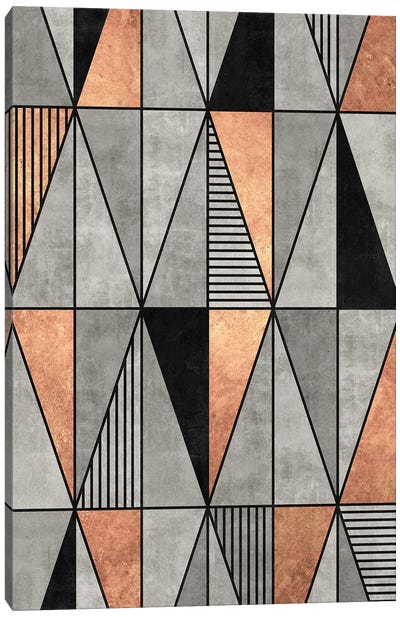 Concrete and Copper Triangles Canvas Art Print - Zoltan Ratko