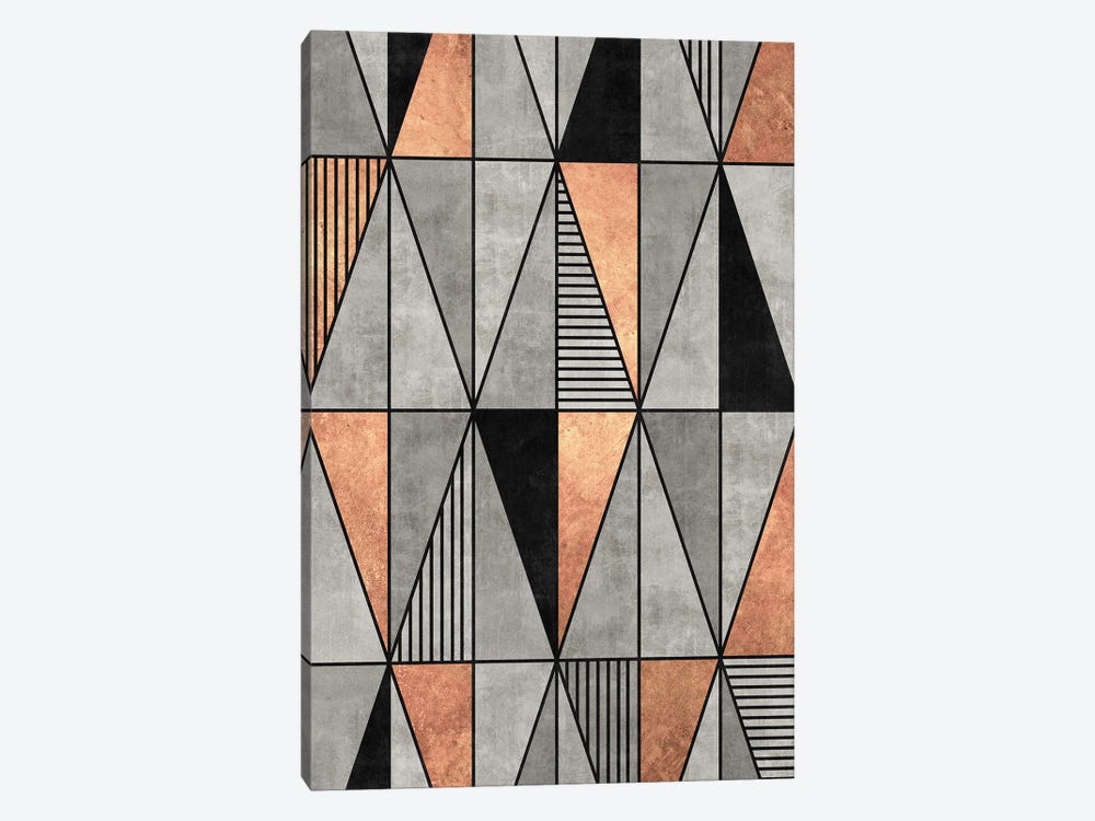 Concrete and Copper Triangles by Zoltan Ratko 1-piece Canvas Print