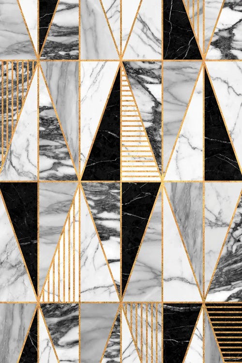 Marble Triangles - Black and White