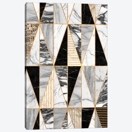 Marble Triangles - Black and White Canvas Print #ZRA45} by Zoltan Ratko Canvas Wall Art