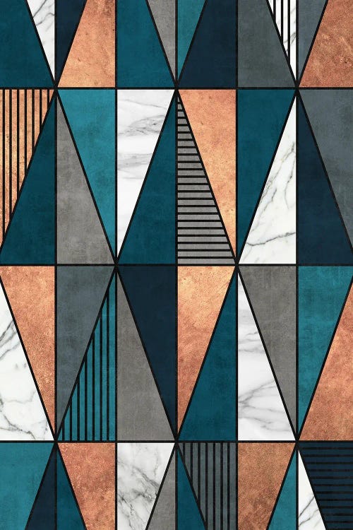 Copper, Marble and Concrete Triangles with Blue