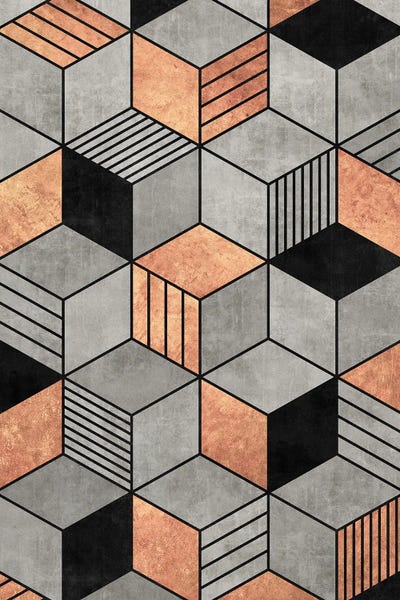 Concrete and Copper Cubes 2 by Zoltan Ratko canvas print