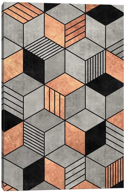 Concrete and Copper Cubes 2 Canvas Art Print - Zoltan Ratko