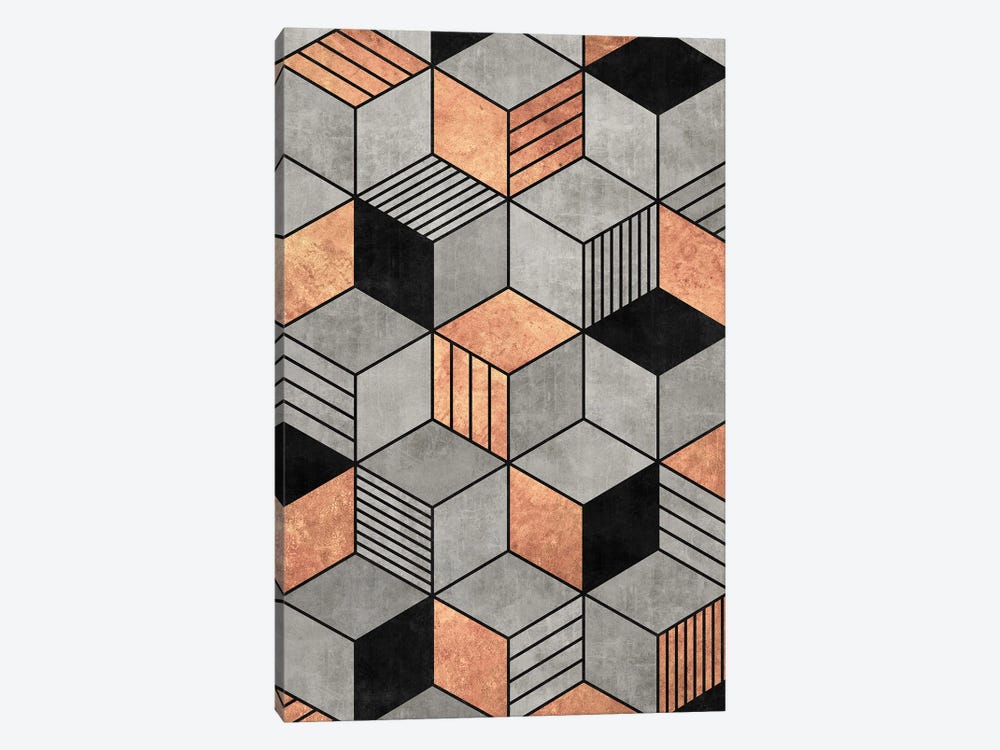 Concrete and Copper Cubes 2 by Zoltan Ratko 1-piece Canvas Art