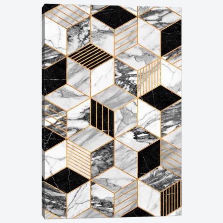 Marble Cubes 2 - Black and White Canvas Print #ZRA48} by Zoltan Ratko Canvas Print