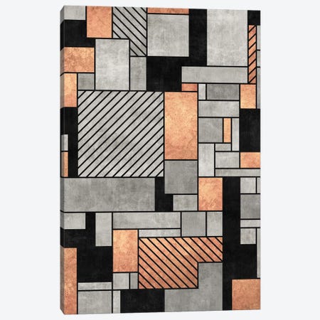Random Pattern - Concrete and Copper Canvas Print #ZRA50} by Zoltan Ratko Canvas Art