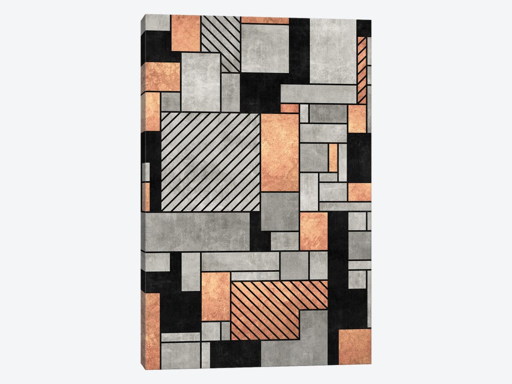 Random Pattern - Concrete and Copper by Zoltan Ratko 1-piece Canvas Wall Art
