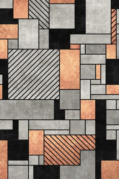Art Deco: Random Pattern - Concrete and Copper by Zoltan Ratko