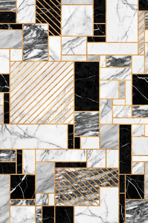 Random Pattern - Black and White Marble