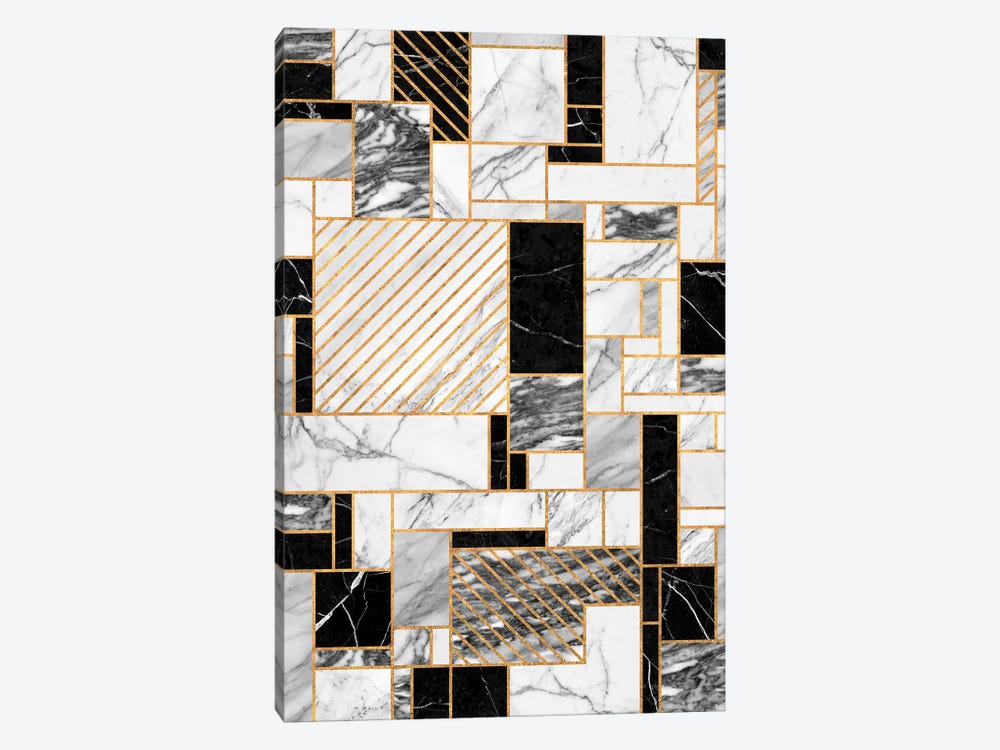 Random Pattern - Black and White Marble by Zoltan Ratko 1-piece Canvas Print