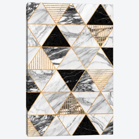 Marble Triangles 2 - Black and White Canvas Print #ZRA54} by Zoltan Ratko Canvas Print