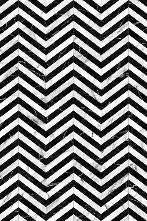 Marble Chevron Pattern - Black and White