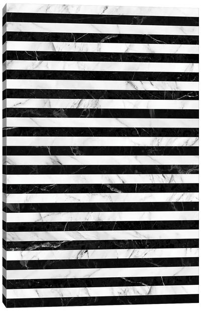 Marble Stripes Pattern - Black and White Canvas Art Print - Stripe Patterns