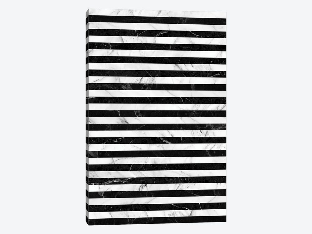 Marble Stripes Pattern - Black and White by Zoltan Ratko 1-piece Canvas Art Print