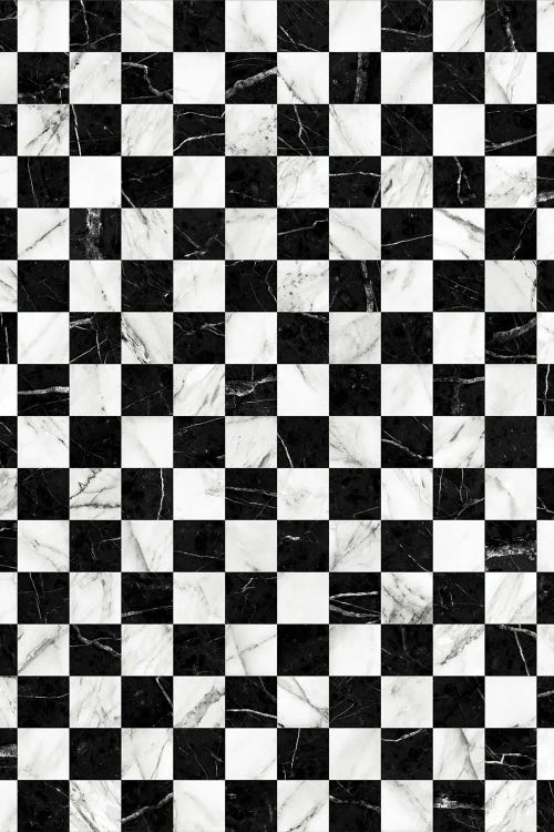 Marble Checkerboard Pattern - Black and White