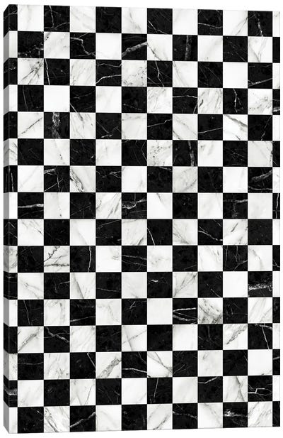 Marble Checkerboard Pattern - Black and White Canvas Art Print - Zoltan Ratko