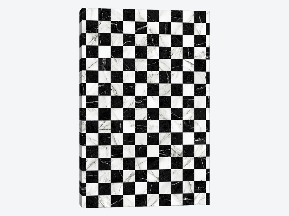 Marble Checkerboard Pattern - Black and White by Zoltan Ratko 1-piece Canvas Artwork