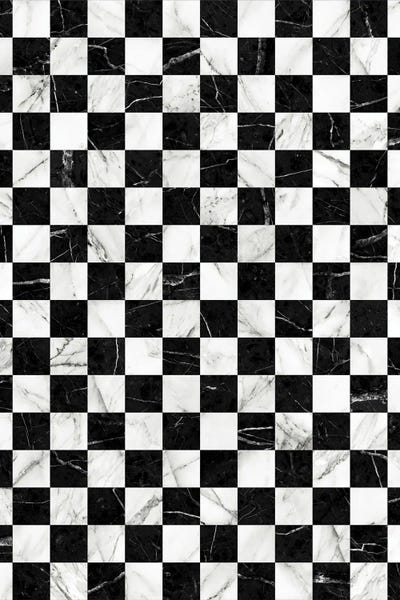 Marble Checkerboard Pattern - Black and White