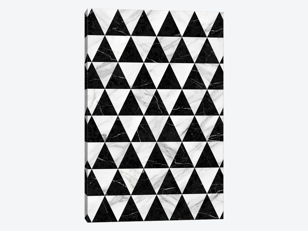 Marble Triangle Pattern - Black and White by Zoltan Ratko 1-piece Canvas Art Print