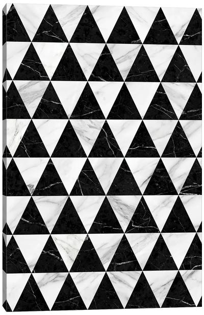 Marble Triangle Pattern - Black and White Canvas Art Print - Zoltan Ratko
