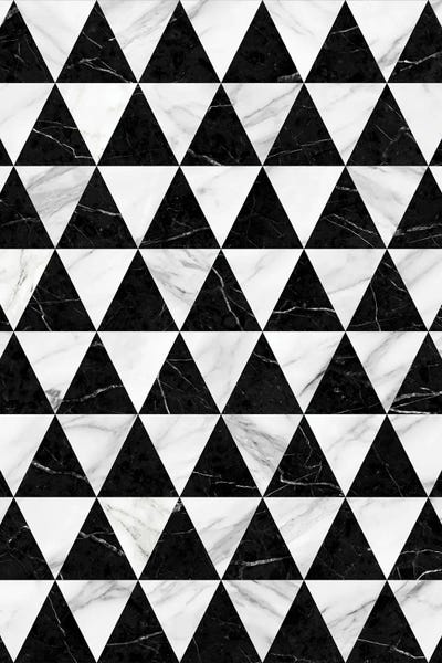 Abstract: Marble Triangle Pattern - Black and White by Zoltan Ratko