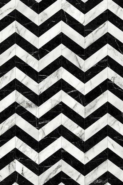 Black & White Patterns: Marble Chevron Pattern 2 - Black and White by Zoltan Ratko
