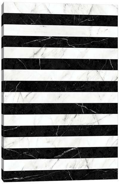 Marble Stripes Pattern 2 - Black and White Canvas Art Print - Stripe Patterns