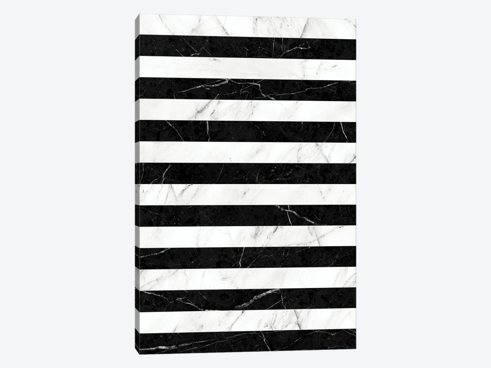 Marble Stripes Pattern 2 - Black and White by Zoltan Ratko 1-piece Canvas Wall Art