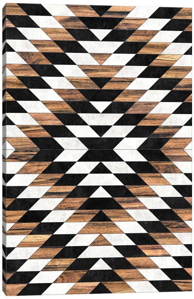 Urban Tribal Pattern No.13 - Aztec - Concrete and Wood Canvas Art Print - Tribal Patterns