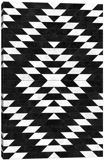 Urban Tribal Pattern No.14 - Aztec - Black Concrete Canvas Art Print - Global Patterns