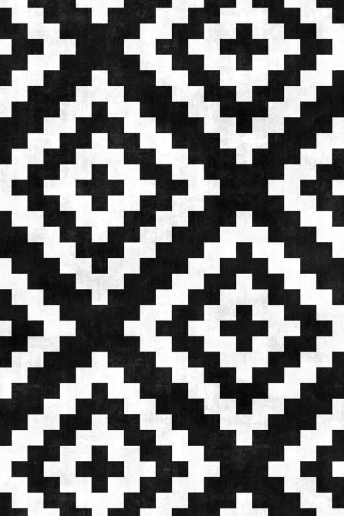 Urban Tribal Pattern No.17 - Aztec - Black and White Concrete