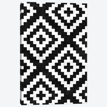Urban Tribal Pattern No.17 - Aztec - Black and White Concrete Canvas Print #ZRA66} by Zoltan Ratko Canvas Art
