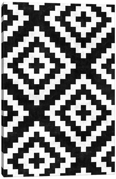 Urban Tribal Pattern No.17 - Aztec - Black and White Concrete Canvas Art Print