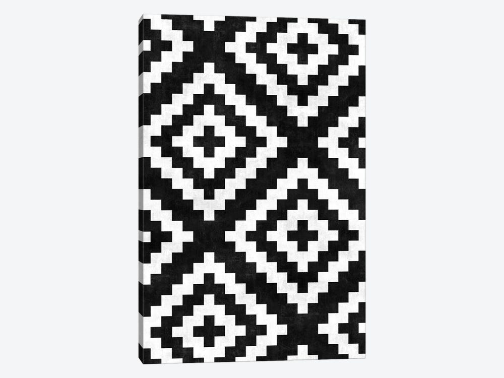 Urban Tribal Pattern No.17 - Aztec - Black and White Concrete by Zoltan Ratko 1-piece Canvas Print