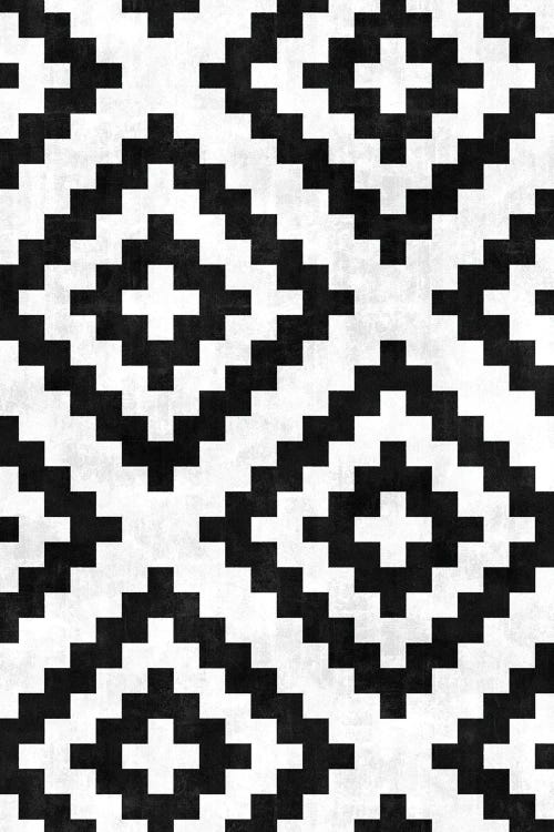 Urban Tribal Pattern No.18 - Aztec - Black and White Concrete