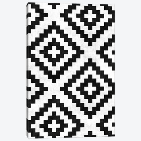 Urban Tribal Pattern No.18 - Aztec - Black and White Concrete Canvas Print #ZRA67} by Zoltan Ratko Canvas Art