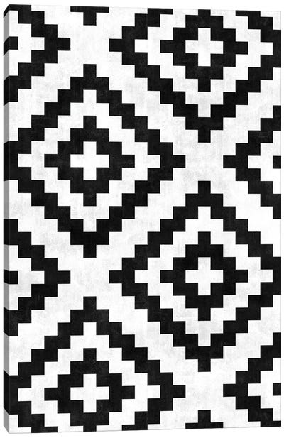 Urban Tribal Pattern No.18 - Aztec - Black and White Concrete Canvas Art Print
