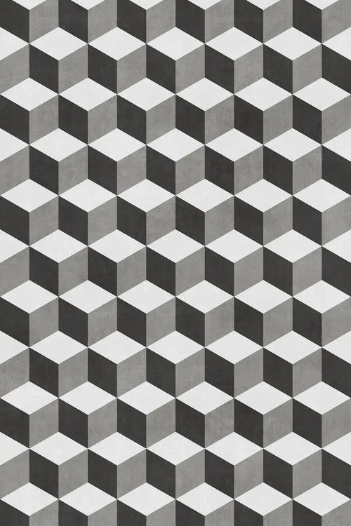 Geometric Cube Pattern - Shades of Grey