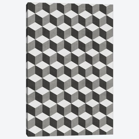 Geometric Cube Pattern - Shades of Grey Canvas Print #ZRA68} by Zoltan Ratko Art Print