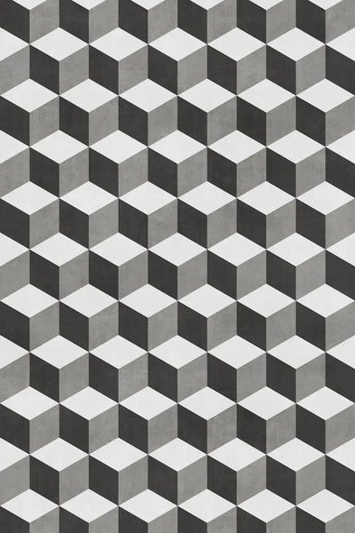 Zoltan Ratko: Geometric Cube Pattern - Shades of Grey by Zoltan Ratko