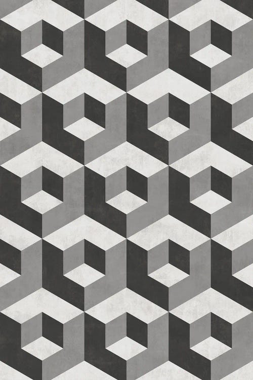 Geometric Cube Pattern 2 - Shades of Grey